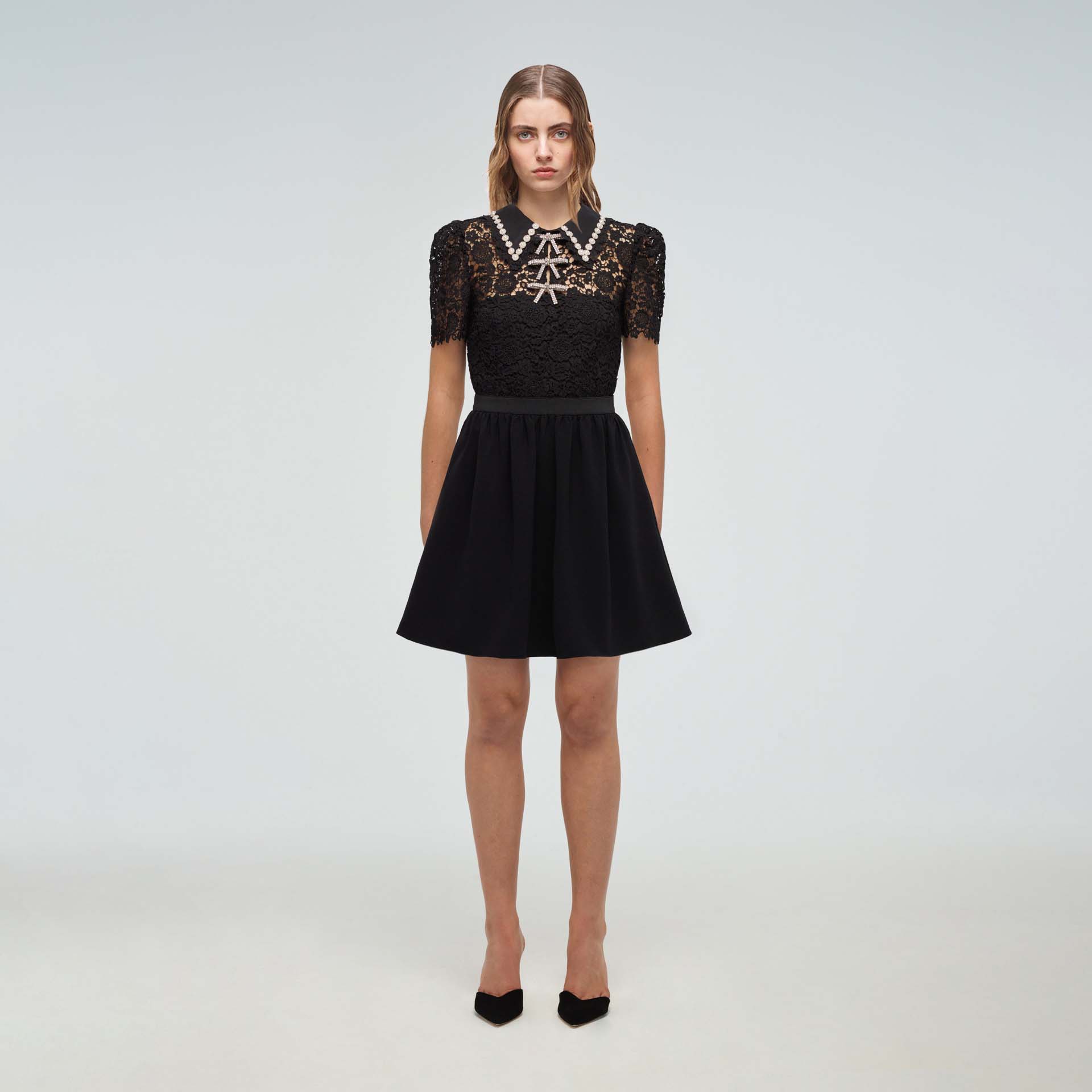 Black Guipure Mini Dress