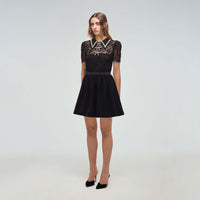 Black Guipure Mini Dress