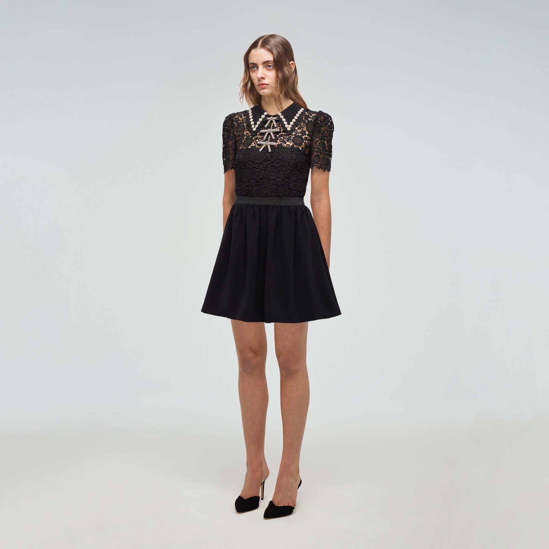 Black Guipure Mini Dress