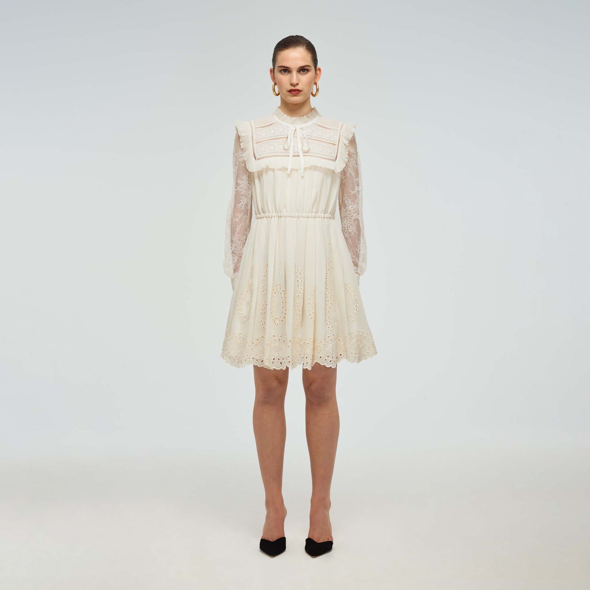 Ivory Broderie Chiffon Dress