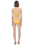Yellow Logo Printed Ruched Bikini Briefs