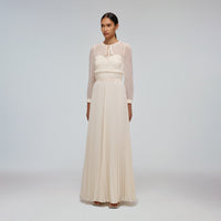 Ivory Chiffon Pleated Maxi Dress