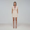 Ivory Macrame Lace Chiffon Mini Dress