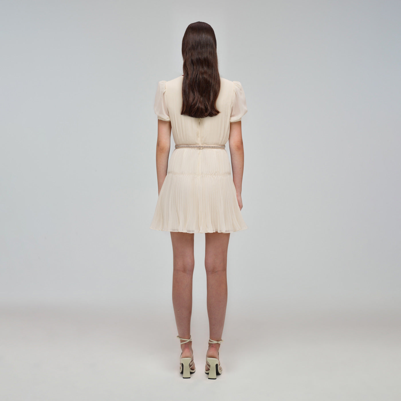 Ivory Macrame Lace Chiffon Mini Dress