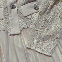 Ivory Floral Motif Guipure Midi Dress