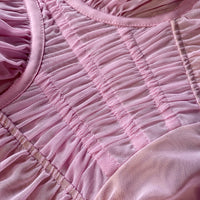 Pink Power Mesh Long Sleeve Midi Dress