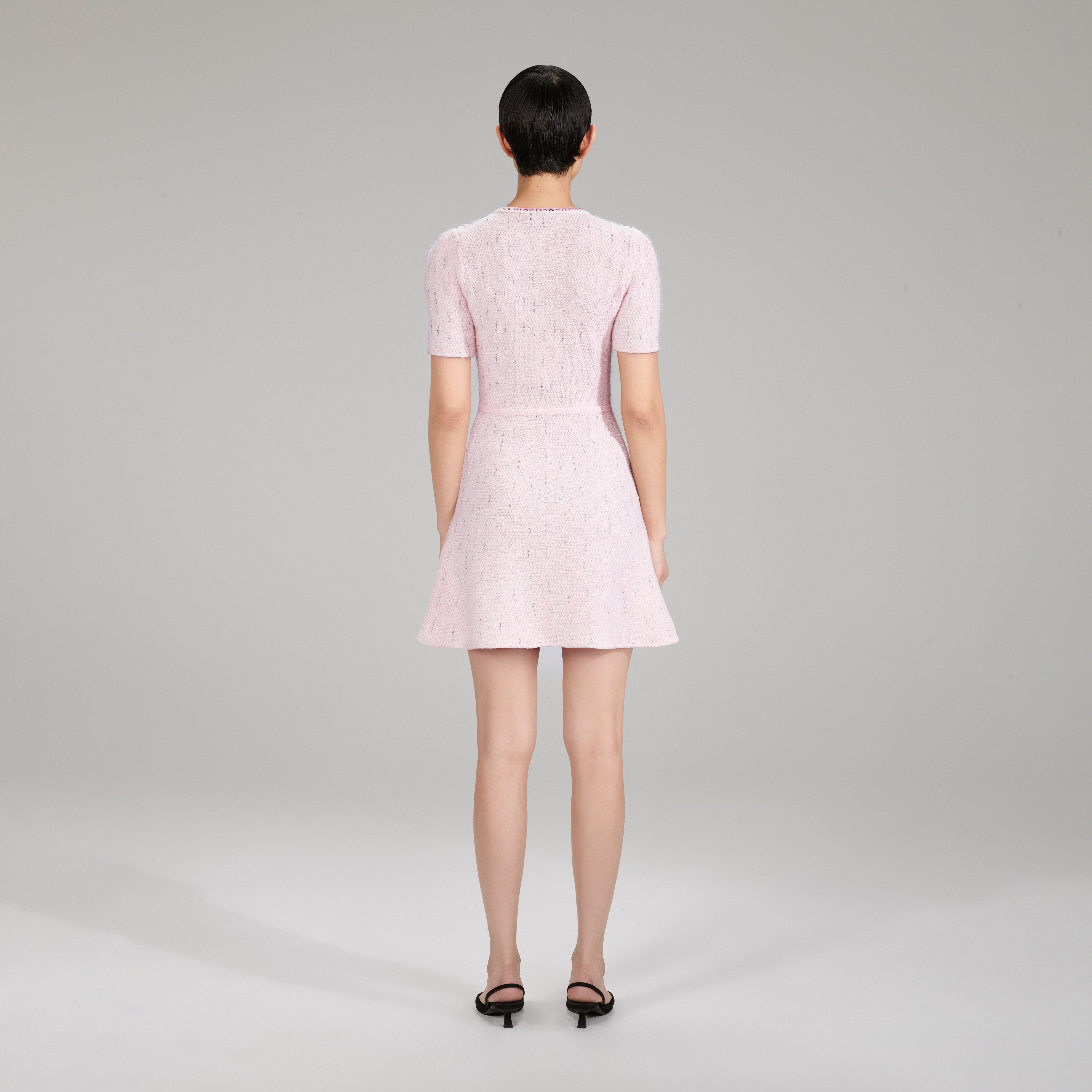 Pink Melange Knit Mini Dress