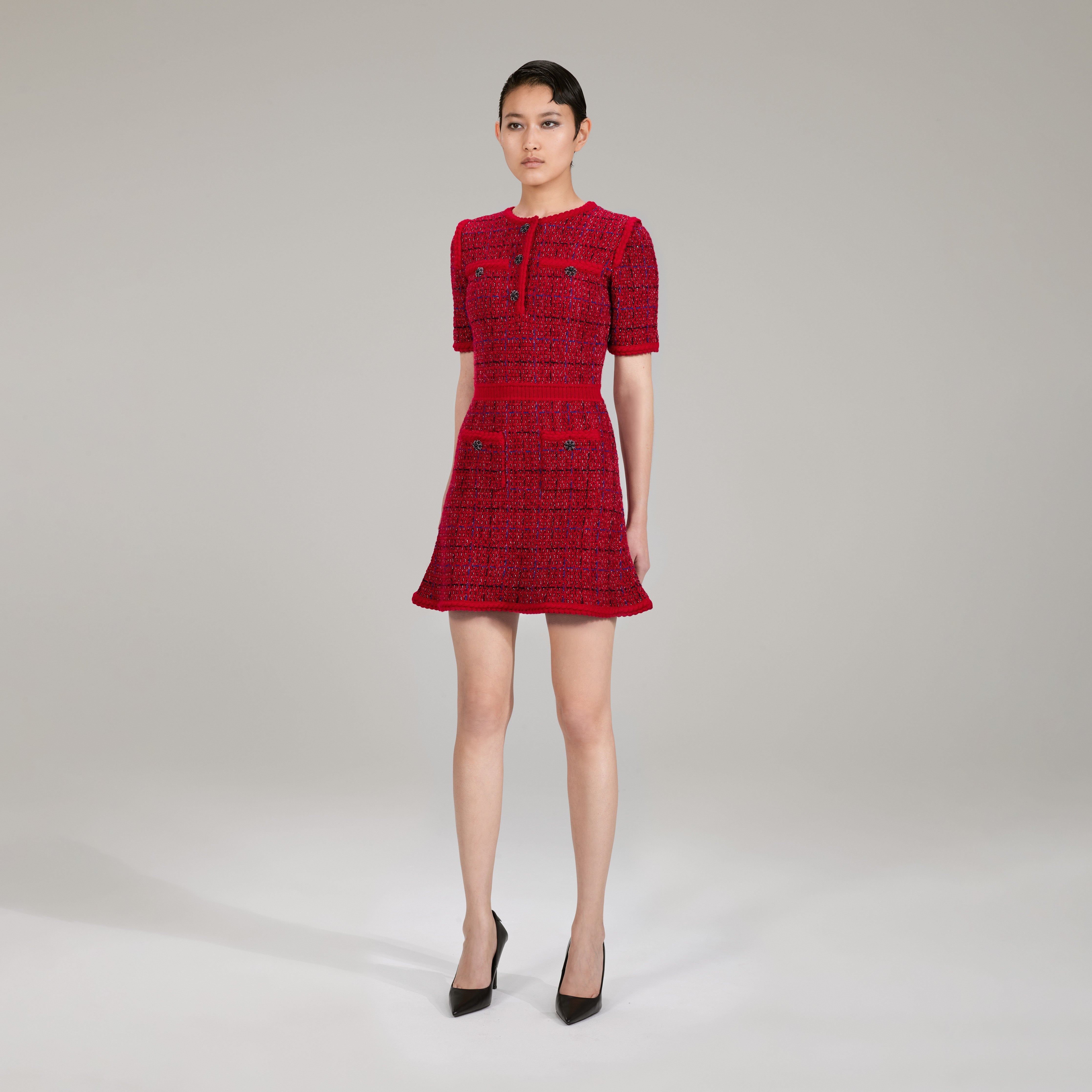Red Melange Knit Dress