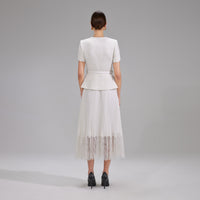 Cream Boucle Tailored Midi Dress