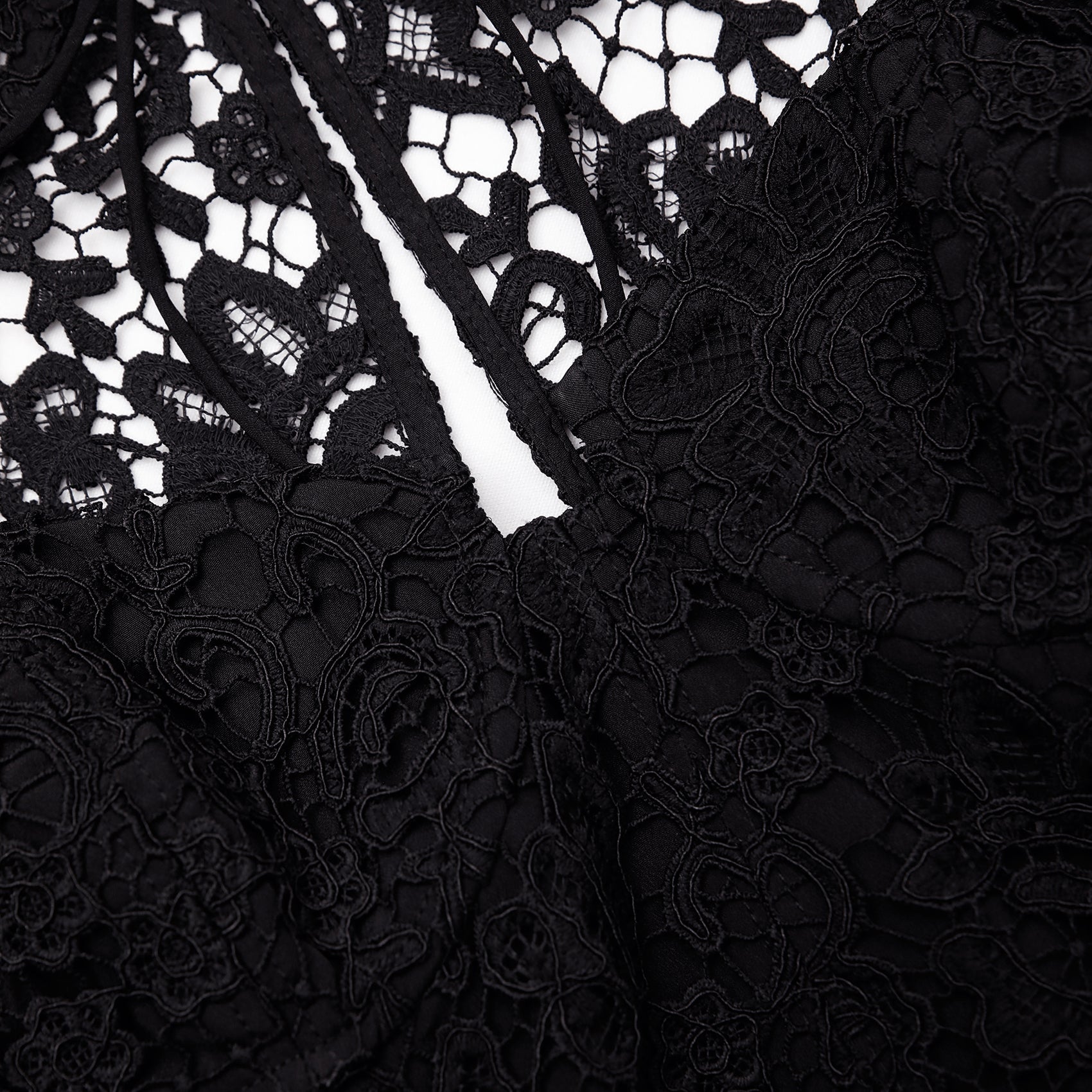 Black Lace Tie-Neck Mini Dress – self-portrait-US