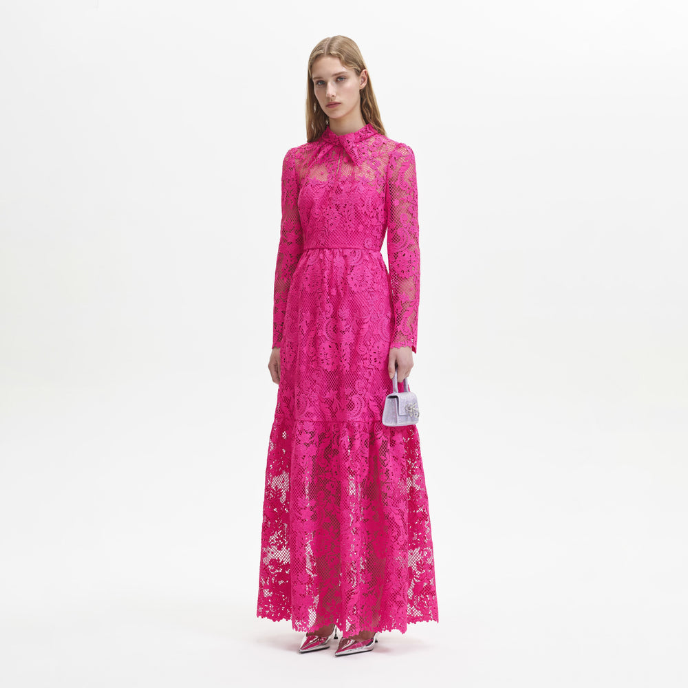 Pink Lace Maxi Dress – self-portrait-US