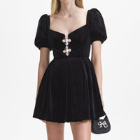 Black Velvet Sweetheart Mini Dress