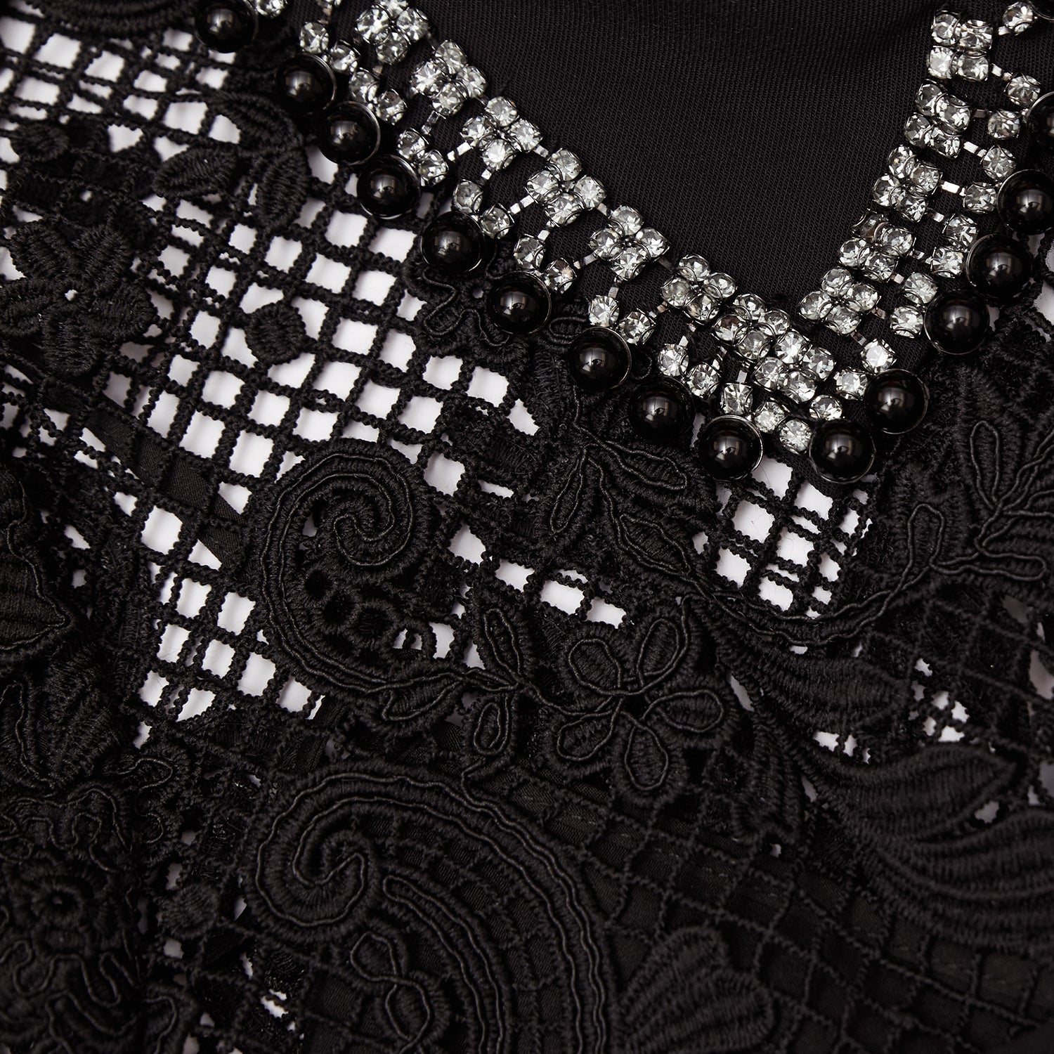 Black Lace Button Front Midi Dress
