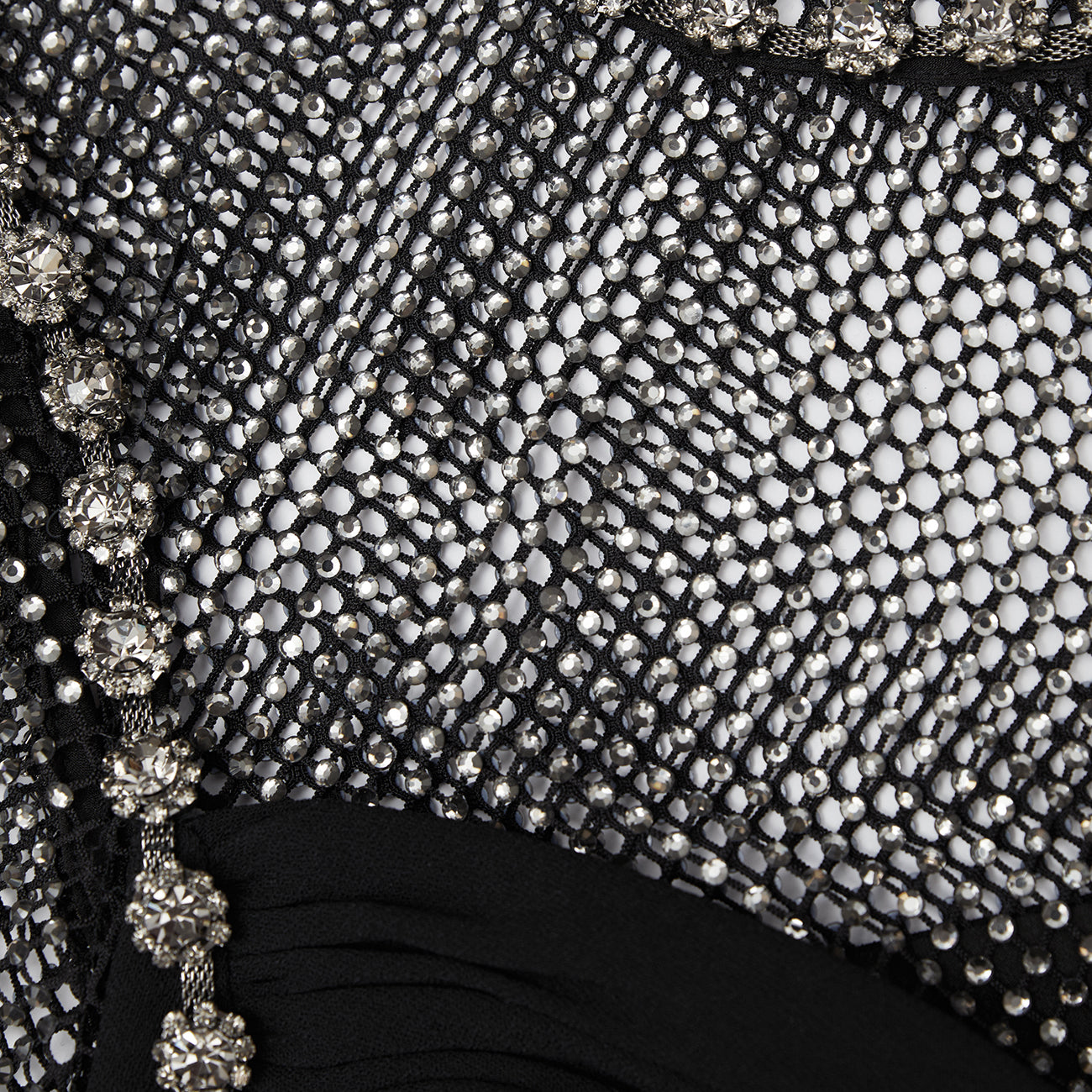 Black Crepe Diamante Midi Dress