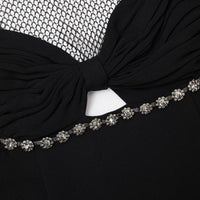 Black Crepe Diamante Midi Dress