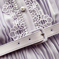 Lilac Broderie Collar Chiffon Midi Dress