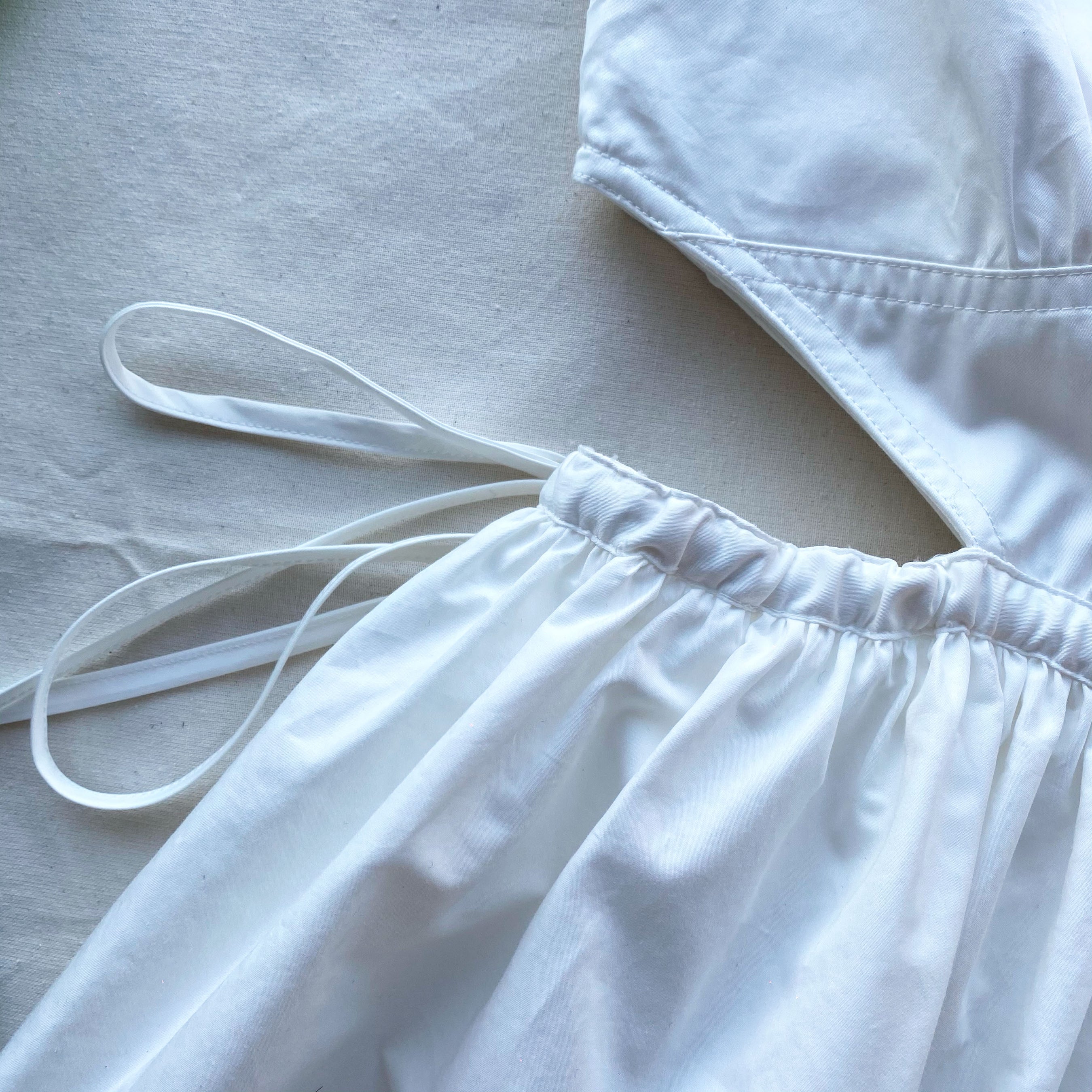 White Cotton Guipure Lace Bib Mini Dress