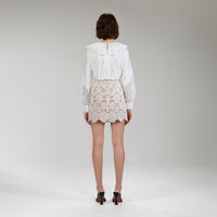 Ivory Floral Guipure Mini Skirt
