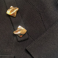 Black Long Sleeve Ribbed Knit Top