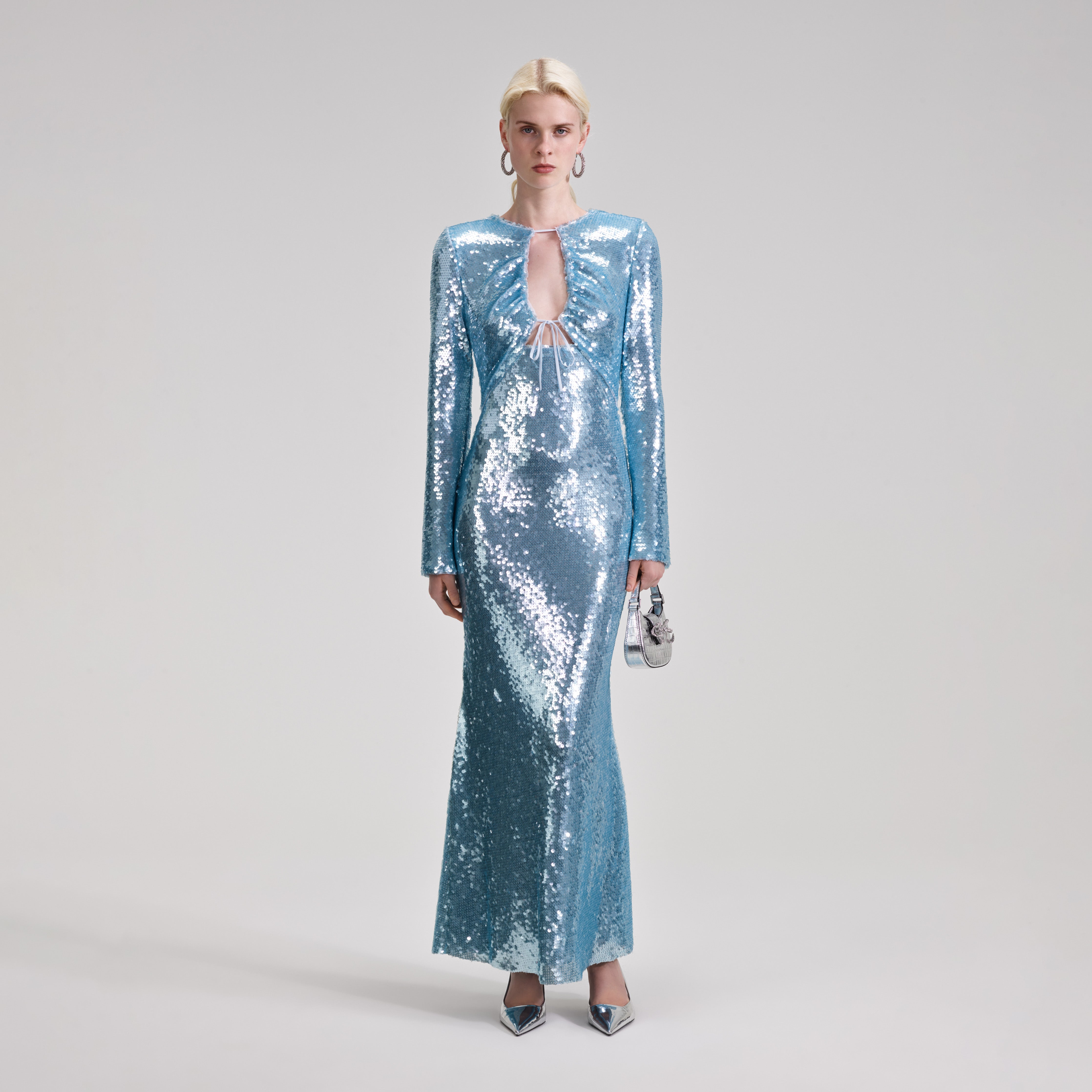 Blue Sequin Maxi Dress – self-portrait-US