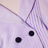 Lilac Chiffon Pleated Collar Midi Dress