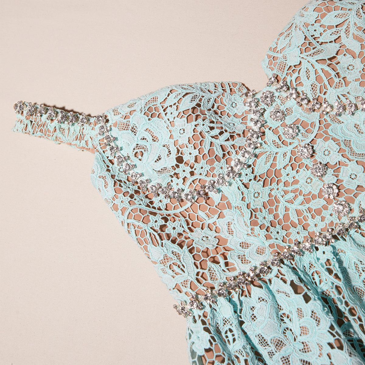 Blue Cord Lace Diamante Midi Dress – self-portrait-US