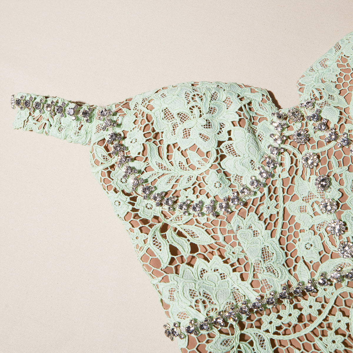 Green Cord Lace Diamante Midi Dress – self-portrait-US