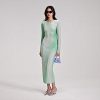 Green Contour Print Midi Dress