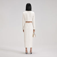 White Boucle Midi Skirt