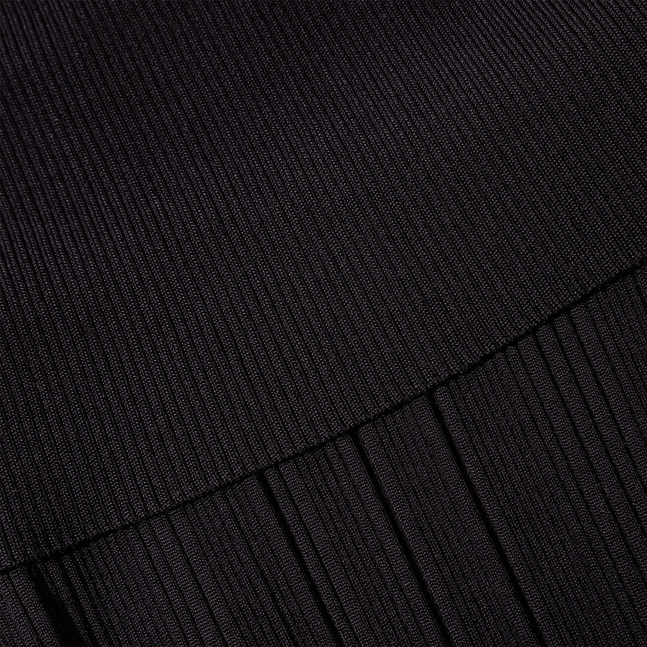 Black Ribbed Knit Midi Dress