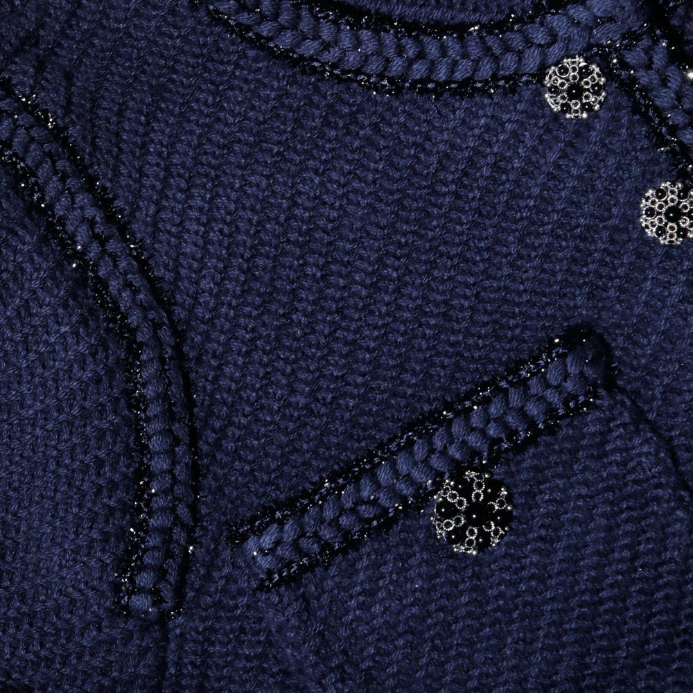 Navy Knit Crop Cardigan – self-portrait-US