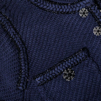 Navy Knit Crop Cardigan