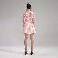 Pink Lace Cotton Mini Dress
