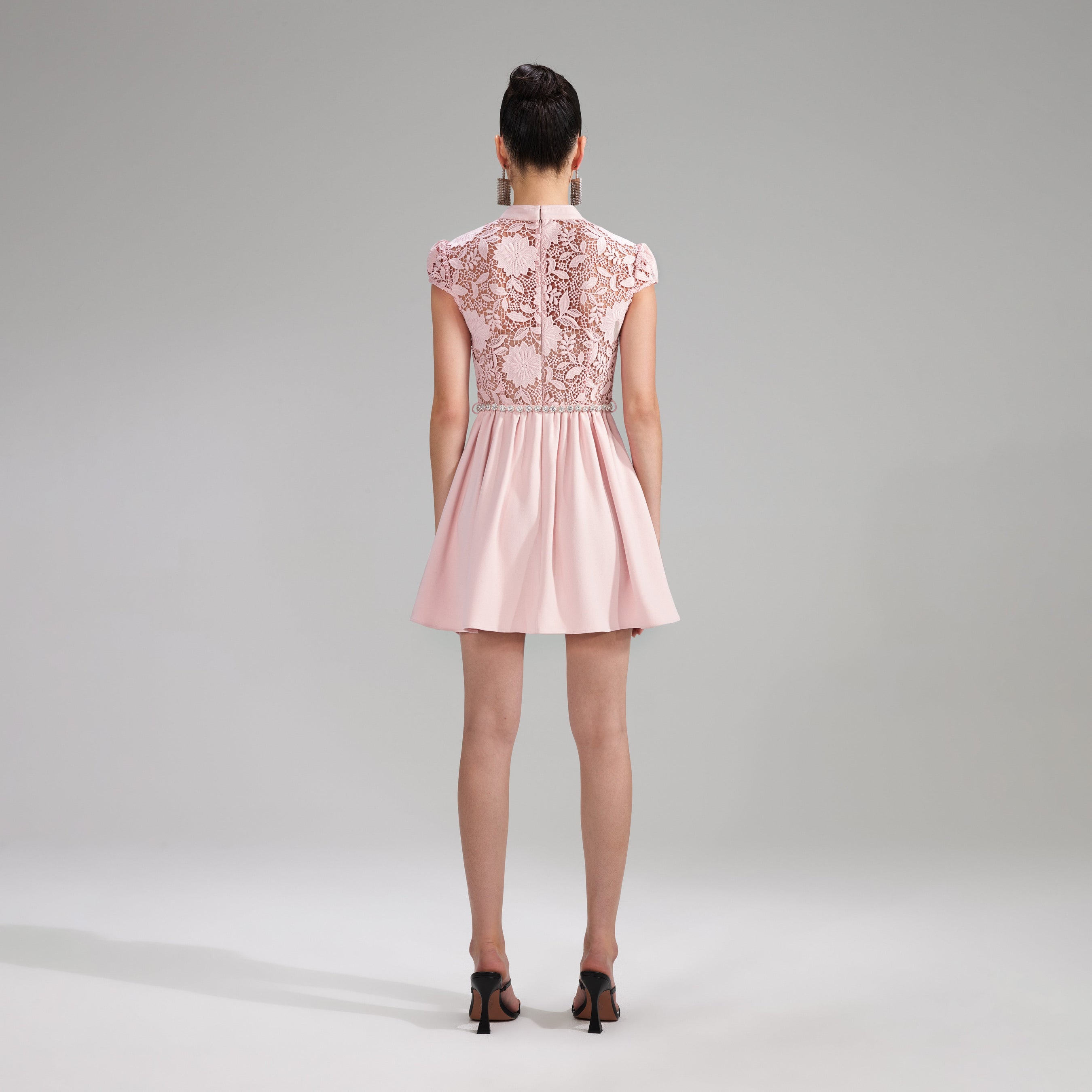 Pink Lace Cotton Mini Dress