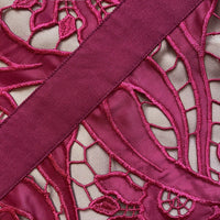 Burgundy Floral Lace Midi Dress