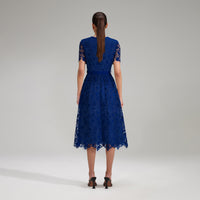 Royal Blue Guipure Lace Midi Dress