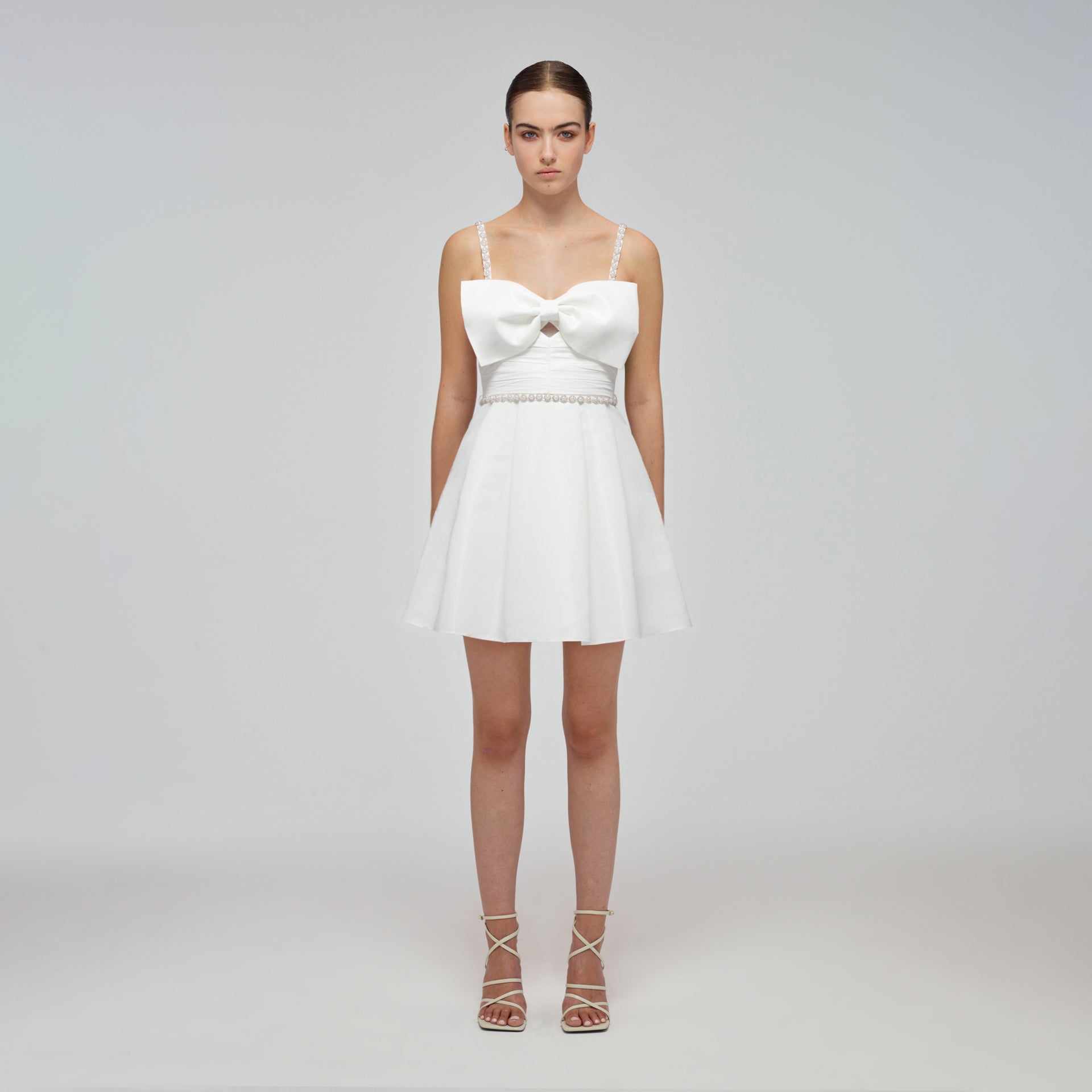 White Taffeta Bow Mini Dress