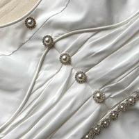 White Taffeta Bow Midi Dress