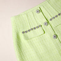 Lime Boucle Mini Skirt