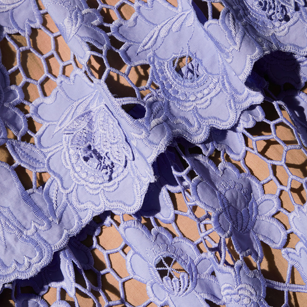 Lilac 3D Cotton Lace Midi Dress