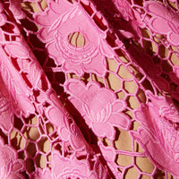 Pink 3D Cotton Lace Mini Dress