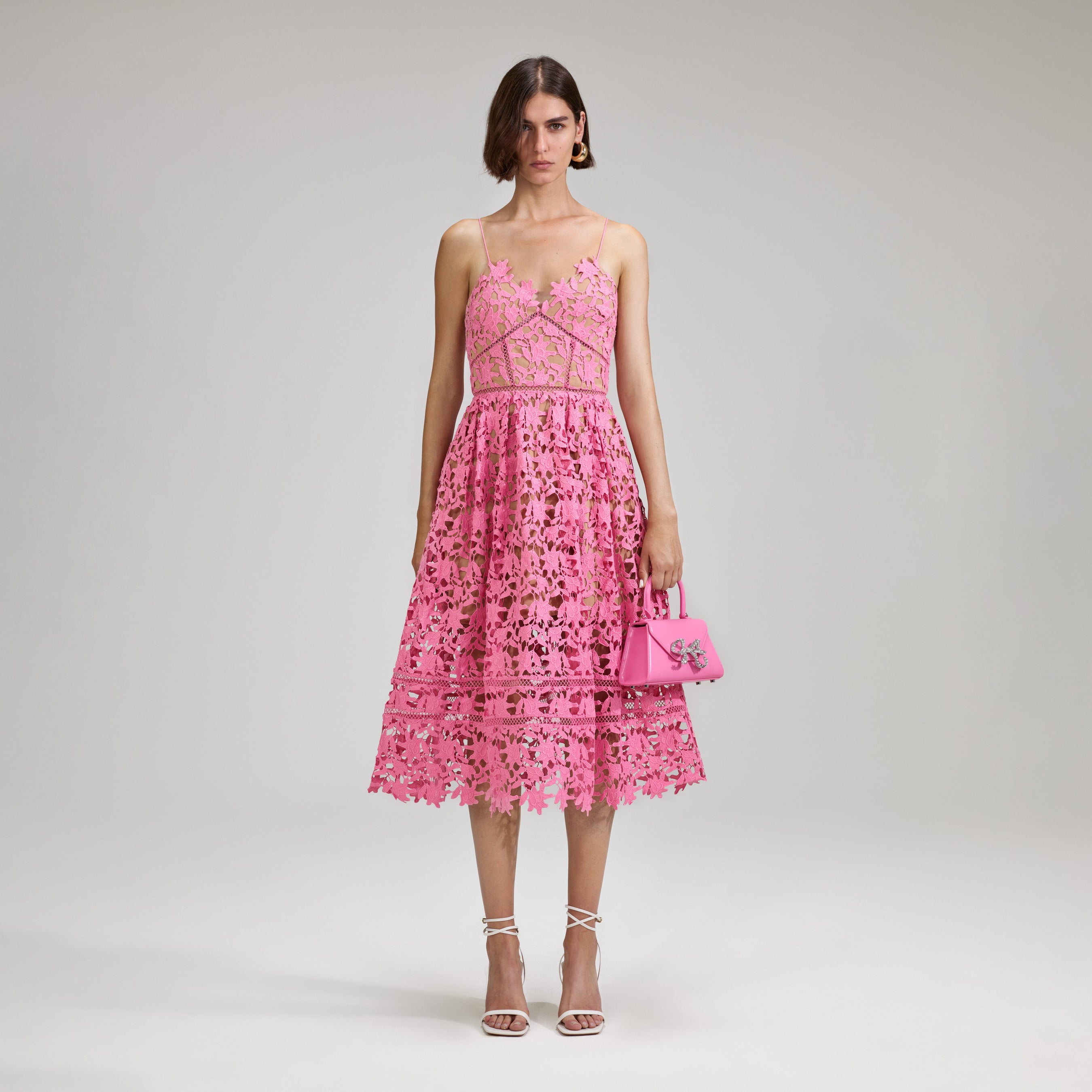 Pink Azaelea Lace Midi Dress – self-portrait-US