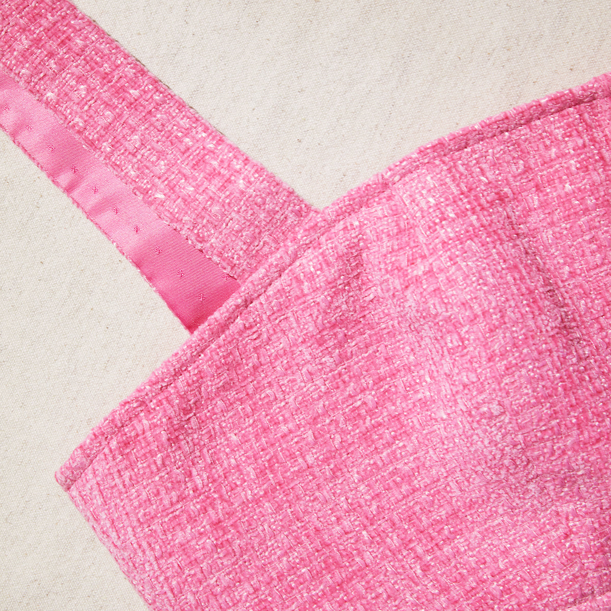 Pink Boucle Square Neck Crop Top