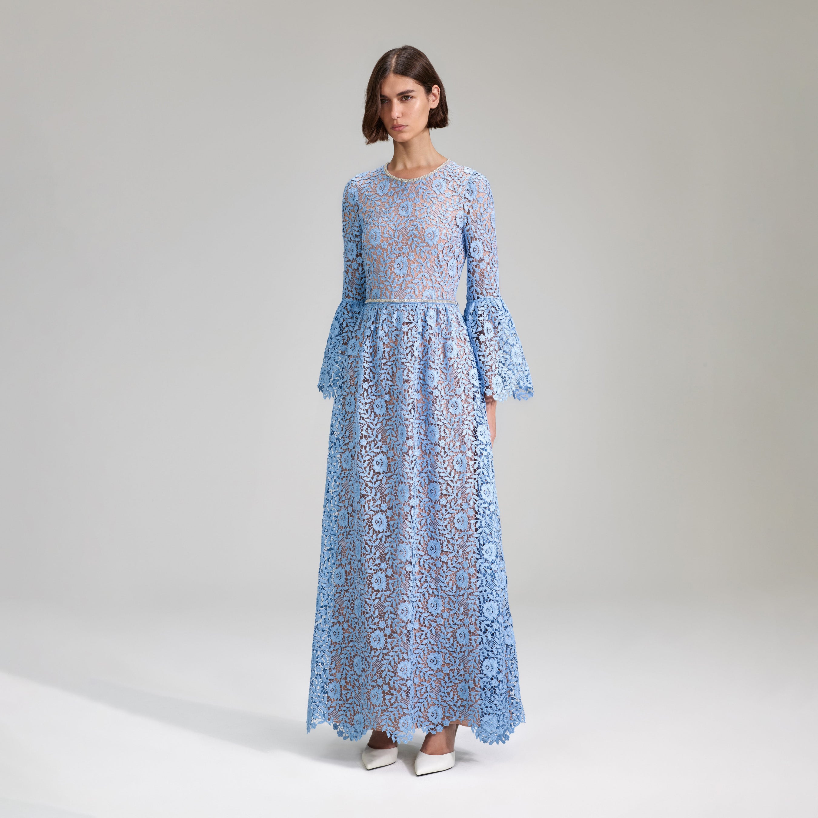 Blue Rose Lace Maxi Dress