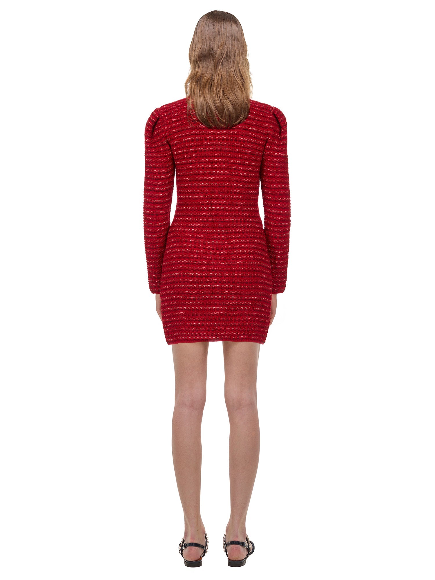 Red Melange Fitted Knit Dress