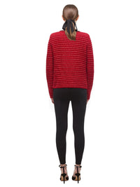 Oversized Red Melange Knit Cardigan