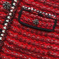 Oversized Red Melange Knit Cardigan
