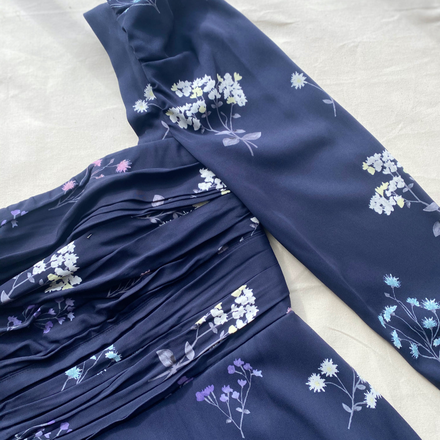 Navy Vintage Floral Midi Dress