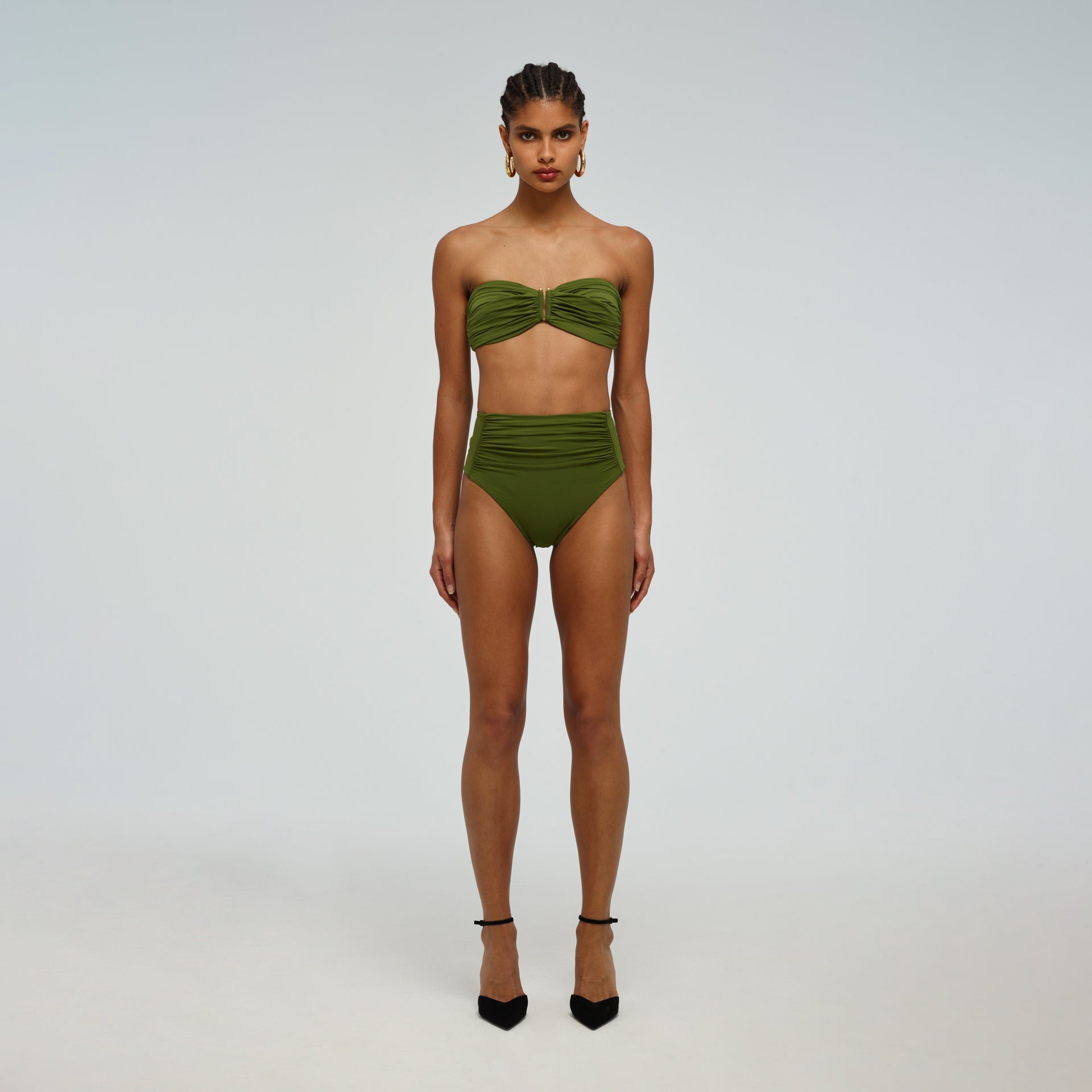 Green Ruched High Waisted Brief