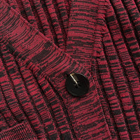 Red Ribbed Knit V Neck Cardigan